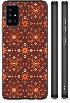 Leuk Case Samsung Galaxy A51 Smartphone Hoesje met Zwarte rand Batik Brown