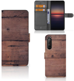 Leuk Case Sony Xperia 1 II Hoesje Old Wood