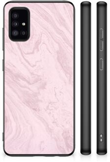 Leuk Hoesje Samsung Galaxy A51 Smartphone Hoesje met Zwarte rand Marble Pink