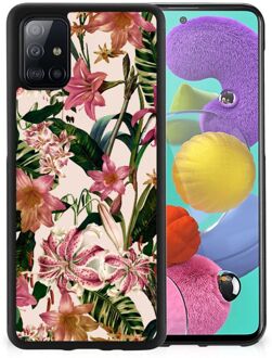 Leuk TPU Back Case Samsung Galaxy A51 Telefoon Hoesje met Zwarte rand Bloemen