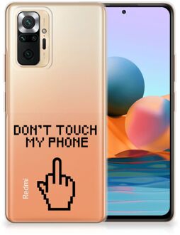 Leuk TPU Back Case Xiaomi Redmi Note 10 Pro Hoesje Finger Don't Touch My Phone