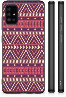 Leuk TPU Backcase Samsung Galaxy A51 Telefoonhoesje met Zwarte rand Aztec Purple