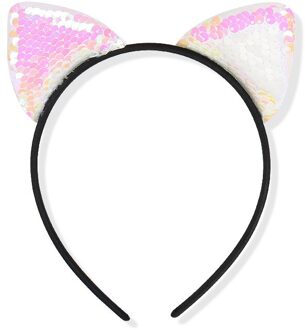 Leuke 8 Kleuren Pailletten Haarband Meisjes Kids Kat Oor Hoofddeksels Glitter Hoofdband Hair Accessoires AB kleur