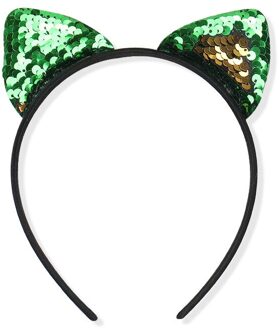 Leuke 8 Kleuren Pailletten Haarband Meisjes Kids Kat Oor Hoofddeksels Glitter Hoofdband Hair Accessoires groen goud