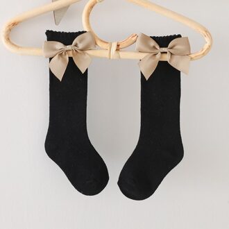 Leuke Ademend Effen Kleur Bows Hollow Kids Meisje Kniehoge Sokken Zomer Mesh Babysokjes Zachte Baby Peuter Lange Sokken zwart