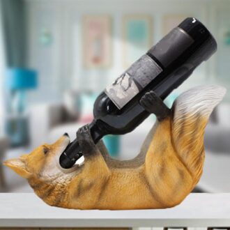 Leuke Ainmal Wijn Fles Houder Standbeeld Display Rack Organizer 13.3x5x8inch