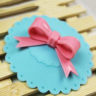 Leuke anti-stof Siliconen Strik Cup Cover Mooie Cup Cover Koffie Zuig Seal Deksel Cap 6 Kleuren 10.5cm Blauw