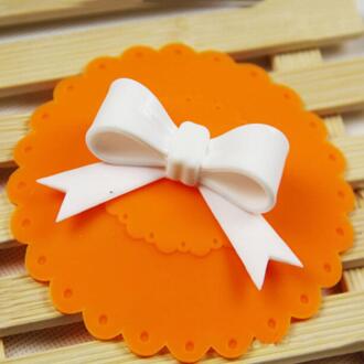 Leuke anti-stof Siliconen Strik Cup Cover Mooie Cup Cover Koffie Zuig Seal Deksel Cap 6 Kleuren 10.5cm Oranje