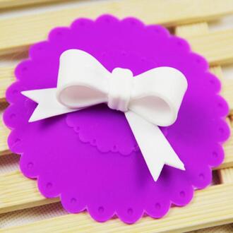 Leuke anti-stof Siliconen Strik Cup Cover Mooie Cup Cover Koffie Zuig Seal Deksel Cap 6 Kleuren 10.5cm Paars