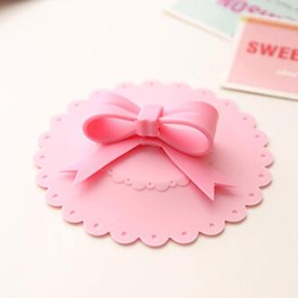 Leuke anti-stof Siliconen Strik Cup Cover Mooie Cup Cover Koffie Zuig Seal Deksel Cap 6 Kleuren 10.5cm Roze