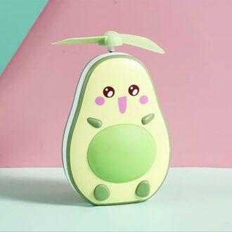Leuke Avocado Ventilator Met Make-Up Spiegel En Led Light Strip Usb Oplaadbare Handvat Fans Zomer Koeler Voor Outdoor Travel Office 03