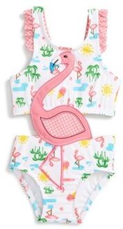 Leuke Baby Baby Meisjes Badpak Flamingo Print Hollow Badpak Zomer Kids Ruches Jarretel Tankini 3M