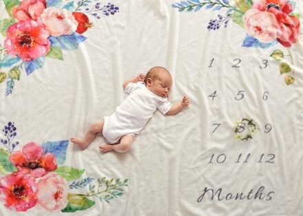Leuke Baby Baby Milestone Deken Foto Fotografie Prop Voor Bebe Jongen Meisje Achtergrond Doek Kalender Wandelwagen Cover Scheuten Doek