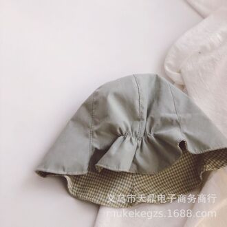 Leuke Baby Krimpen Dubbelzijdige Emmer Hoed Hipster Plaid Kinderen Verstoorde Zonnescherm Hoed Visser grijs