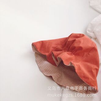 Leuke Baby Krimpen Dubbelzijdige Emmer Hoed Hipster Plaid Kinderen Verstoorde Zonnescherm Hoed Visser rood