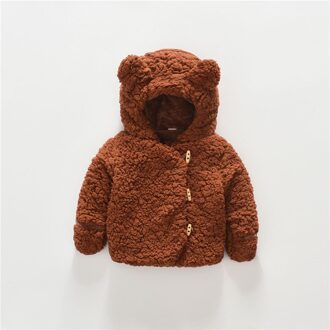 Leuke Baby Meisjes Jongens Wollen Jassen Oren Hooded Herfst Winter Kleding Baby Peuter Kids Warm Outfits Solid Bruin Roze Bruin / 3T