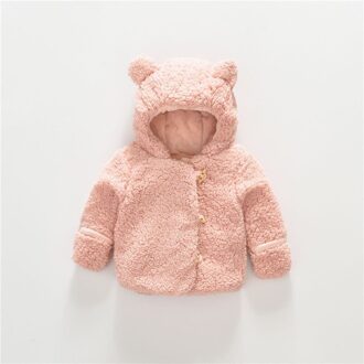 Leuke Baby Meisjes Jongens Wollen Jassen Oren Hooded Herfst Winter Kleding Baby Peuter Kids Warm Outfits Solid Bruin Roze Roze / 18m