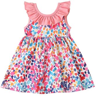 Leuke Baby Meisjes Mouwloze Bloem Print Jurken Kleding Kinderen Zomer Prinses Jurk Kinderen Party Ball Pageant Jurk Outfit A / 3 to 6M