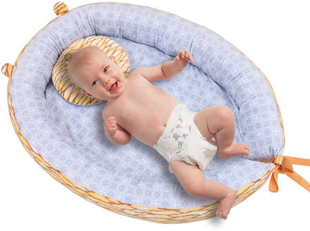 Leuke Baby Nest Bed Wieg Draagbare Verwijderbare En Wasbare Crib Reizen Bed Voor Kinderen Baby Kids Katoen Cradle Met kussen geel