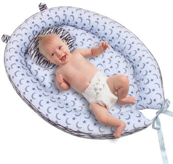 Leuke Baby Nest Bed Wieg Draagbare Verwijderbare En Wasbare Crib Reizen Bed Voor Kinderen Baby Kids Katoen Cradle Met kussen grijs