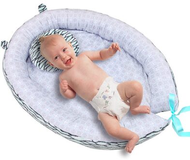 Leuke Baby Nest Bed Wieg Draagbare Verwijderbare En Wasbare Crib Reizen Bed Voor Kinderen Baby Kids Katoen Cradle Met kussen groen