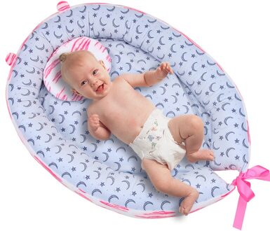 Leuke Baby Nest Bed Wieg Draagbare Verwijderbare En Wasbare Crib Reizen Bed Voor Kinderen Baby Kids Katoen Cradle Met kussen roze