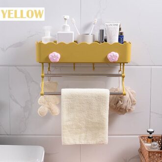 Leuke Badkamer Planken Keuken Organizer Handdoek Bars Wall Mounted Drijvende Plank Douche Shampoo Rack Holder Badkamer Accessoires geel