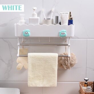 Leuke Badkamer Planken Keuken Organizer Handdoek Bars Wall Mounted Drijvende Plank Douche Shampoo Rack Holder Badkamer Accessoires wit