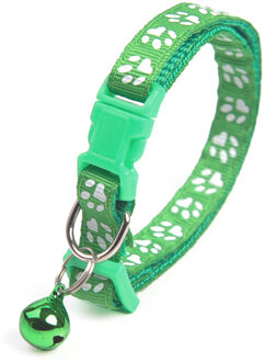 Leuke Bell Halsband Voor Katten Halsband Teddy Bomei Hond Cartoon Grappig Voetafdruk Halsbanden Leads Kat Accessoires Dier Goederen groen