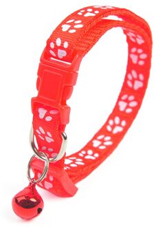 Leuke Bell Halsband Voor Katten Halsband Teddy Bomei Hond Cartoon Grappig Voetafdruk Halsbanden Leads Kat Accessoires Dier Goederen rood
