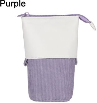 Leuke Boba Milktea Potlood Bagtelescopic Pen Houder Stand Up Etui Kawaii Cosmetica Zakje Make-Up Tas Briefpapier Organizer B-paars