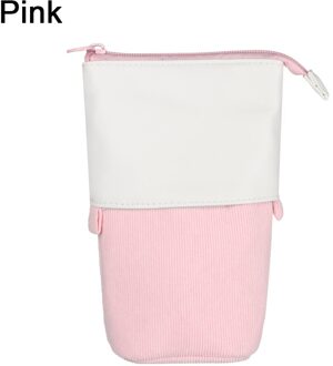 Leuke Boba Milktea Potlood Bagtelescopic Pen Houder Stand Up Etui Kawaii Cosmetica Zakje Make-Up Tas Briefpapier Organizer B-roze