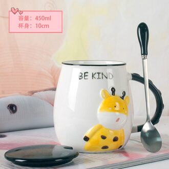 Leuke canecas mok coffee cup tazas de ceramica creativas mokken kopjes en mokken tumbler Met Deksel Keramische Met Lepel giraffe