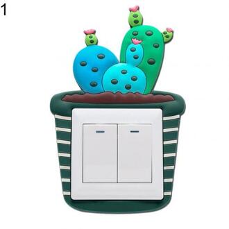 Leuke Cartoon 3D Cactus Fluorescerende Muur Siliconen aan-uit Schakelaar Stickers Kids Lichtgevende Lichtschakelaar Outlet Home Decorations 1