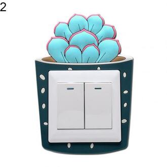 Leuke Cartoon 3D Cactus Fluorescerende Muur Siliconen aan-uit Schakelaar Stickers Kids Lichtgevende Lichtschakelaar Outlet Home Decorations 2