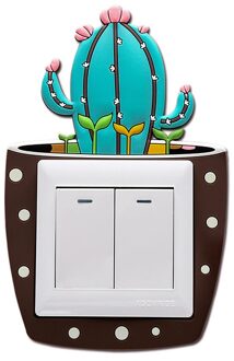 Leuke Cartoon 3D Cactus Fluorescerende Muur Siliconen Aan-uit Schakelaar Stickers Kids Lichtgevende Lichtschakelaar Outlet Thuis Kamer Decoraties B