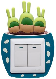 Leuke Cartoon 3D Cactus Fluorescerende Muur Siliconen Aan-uit Schakelaar Stickers Kids Lichtgevende Lichtschakelaar Outlet Thuis Kamer Decoraties