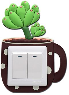 Leuke Cartoon 3D Cactus Fluorescerende Muur Siliconen Aan-uit Schakelaar Stickers Kids Lichtgevende Lichtschakelaar Outlet Thuis Kamer Decoraties