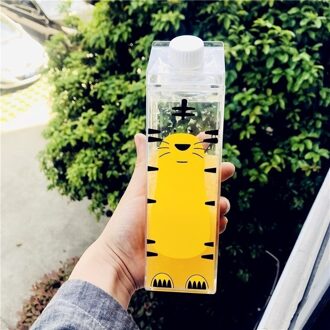 Leuke Cartoon Creatieve Outdoor Camping Plastic Fles Dier Koe Kat Water Drinken Flessen Thuis Kinderen Ontbijt Melk Ketel geel