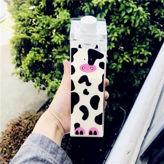 Leuke Cartoon Creatieve Outdoor Camping Plastic Fles Dier Koe Kat Water Drinken Flessen Thuis Kinderen Ontbijt Melk Ketel zwart