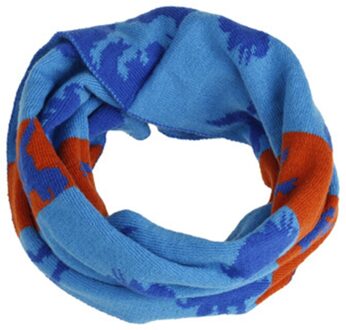 Leuke Cartoon Dinosaurus Jacquard Wol Gebreide Kinderen Sjaal Winter Jongen Meisje Elastische Dikke Winddicht Neck Guard Warm Sjaal O76 blauw