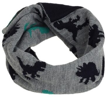 Leuke Cartoon Dinosaurus Jacquard Wol Gebreide Kinderen Sjaal Winter Jongen Meisje Elastische Dikke Winddicht Neck Guard Warm Sjaal O76 cyaan