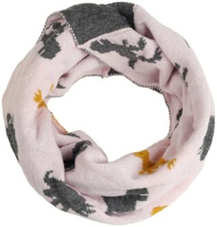 Leuke Cartoon Dinosaurus Jacquard Wol Gebreide Kinderen Sjaal Winter Jongen Meisje Elastische Dikke Winddicht Neck Guard Warm Sjaal O76 roze