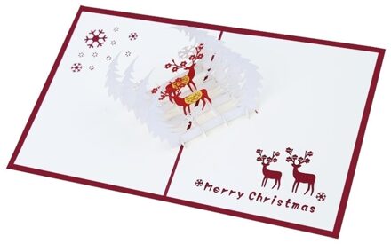 Leuke Cartoon Elanden 3D Pop Up Wenskaarten Mooie Herten Decor Christmas 1pc Home levert