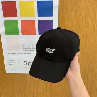 Leuke Cartoon Geborduurde Baseball Cap Vrouwelijke Veelzijdige Student Soft Top Zonnescherm Zonnescherm Cap Tij zwart