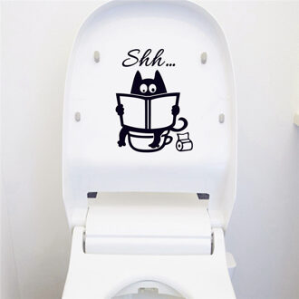 Leuke Cartoon Kat Shh Wc Stickers Diy Badkamer Deur Wc Seat Decoratieve Decal Funny Decor Poster Verwijderbare Vinyl Muurschilderingen zoals de afbeelding