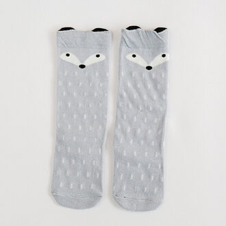 Leuke Cartoon Kinderen Sokken Animal Print Baby Boy Meisje Kniekousen Kinderen Peuter Meisjes Knie Hoge Sokken Katoen Lange Buis sokken grijs fox