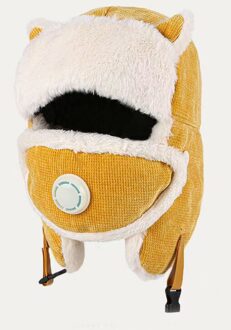 Leuke Cartoon Ski Winddicht Warme Muts Met Gezicht Cover En Ademhaling Klep Winter NOV99 geel