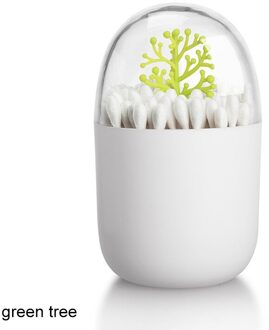 Leuke Cartoon Stofdicht Tandenstoker Houder Tafel Decoratie Wattenstaafje Case Tandenstoker Doos Tandenstoker Dispenser 1Pcs Plastic groen tree