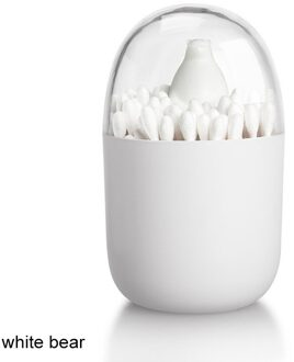 Leuke Cartoon Stofdicht Tandenstoker Houder Tafel Decoratie Wattenstaafje Case Tandenstoker Doos Tandenstoker Dispenser 1Pcs Plastic wit beer